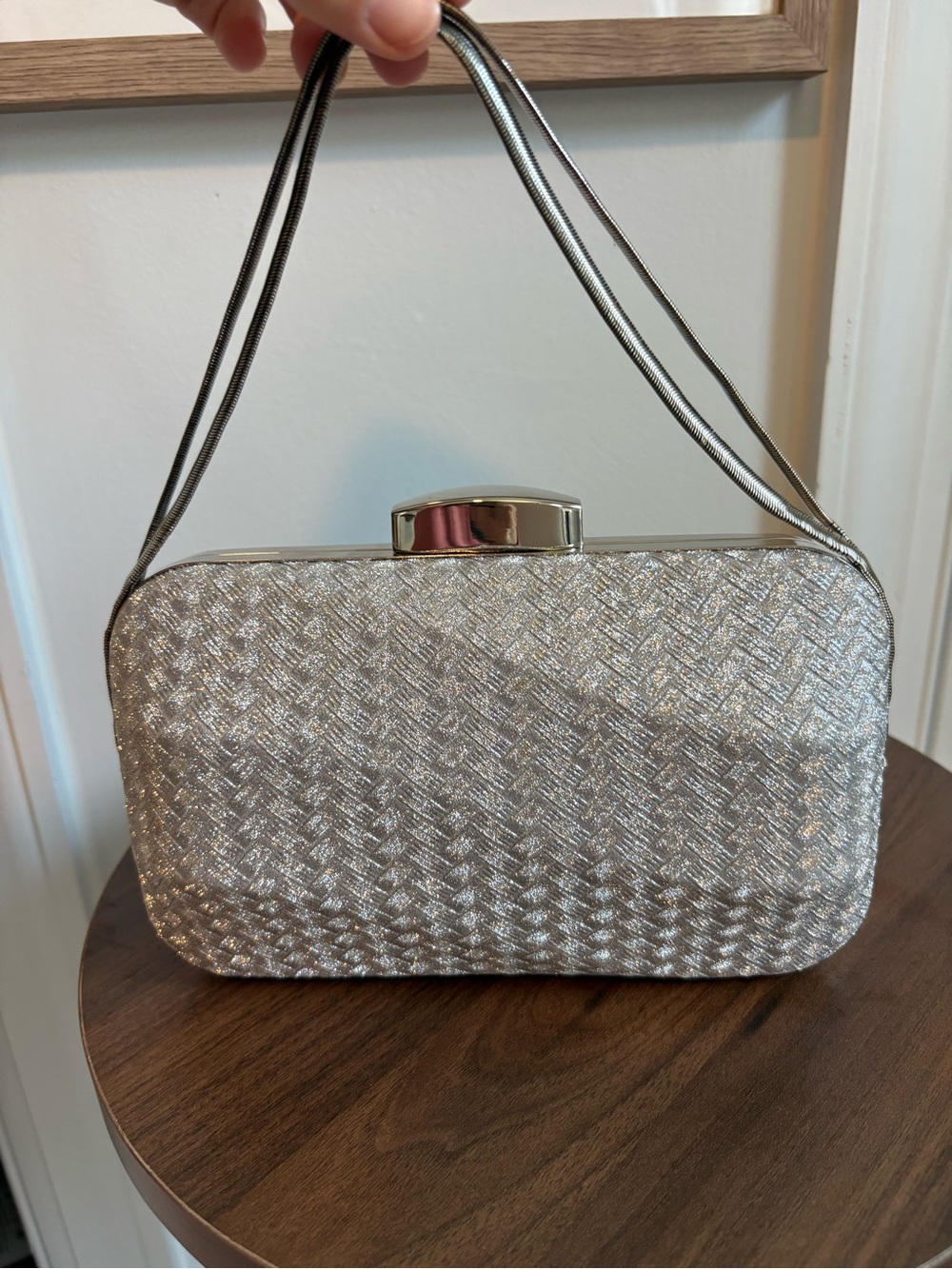 Silver Metallic Evening Clutch Prom Formal Clutch